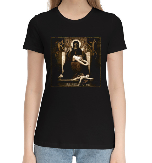 Женская хлопковая футболка с изображением Ragnarok цвета Черный