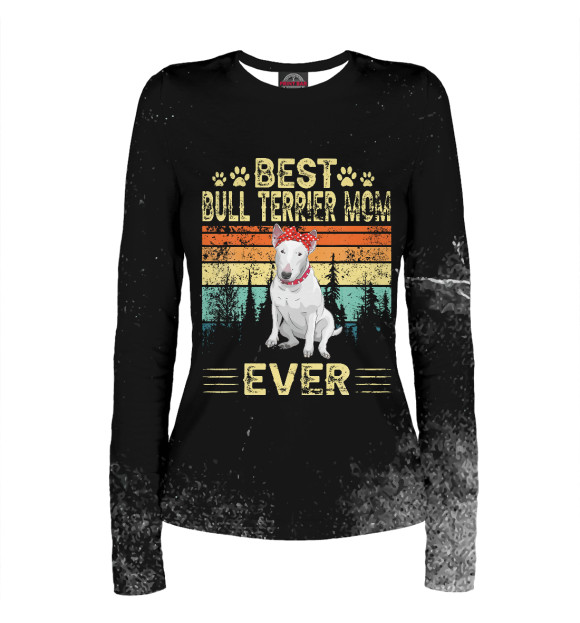 Женский лонгслив с изображением Vintage Best Bull Terrier цвета Белый