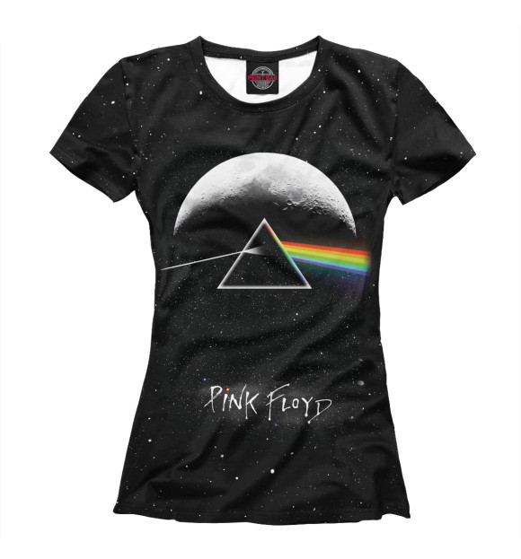 Женская футболка с изображением Pink Floyd: Пинк Флойд космос цвета Белый