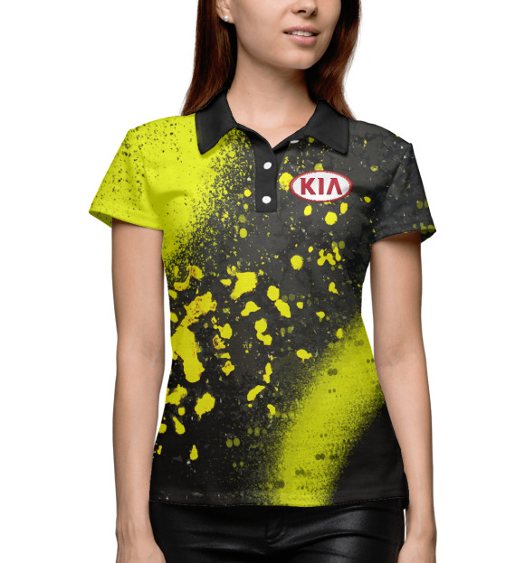 Женское поло с изображением KIA | КИА цвета Белый