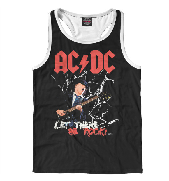 Мужская майка-борцовка с изображением AC/DC цвета Белый