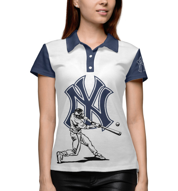 Женское поло с изображением New York Yankees цвета Белый