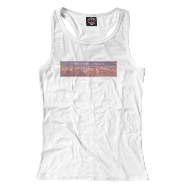 Женская майка-борцовка с изображением Lost in the mountains цвета Белый