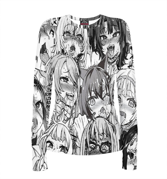 Женский лонгслив с изображением Ahegao | Ахэгао цвета Белый