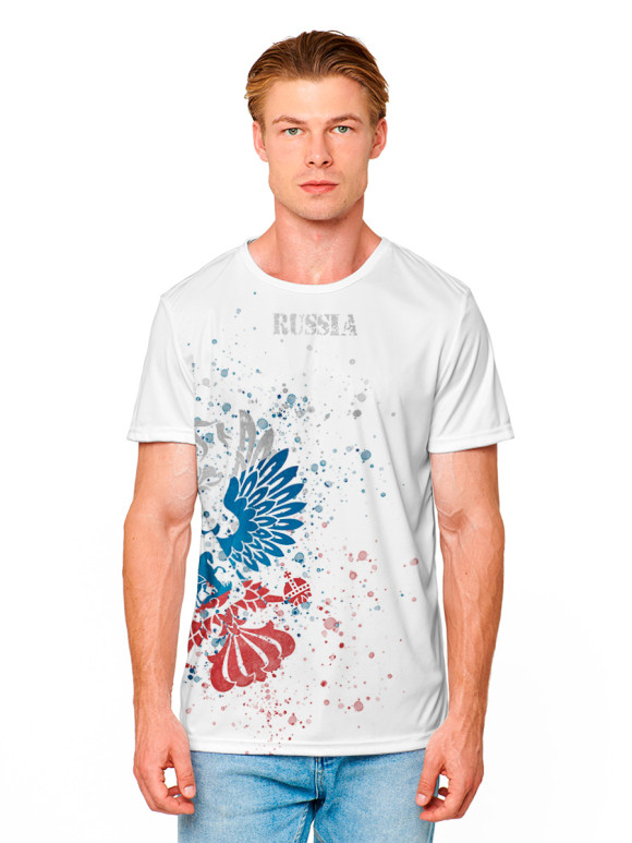Мужская футболка с изображением россия цвета Белый