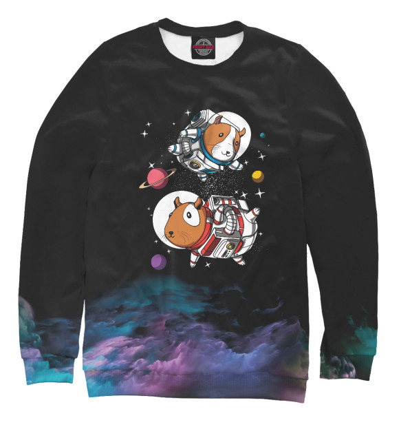 Мужской свитшот с изображением Space Guinea Pigs Astronaut цвета Белый