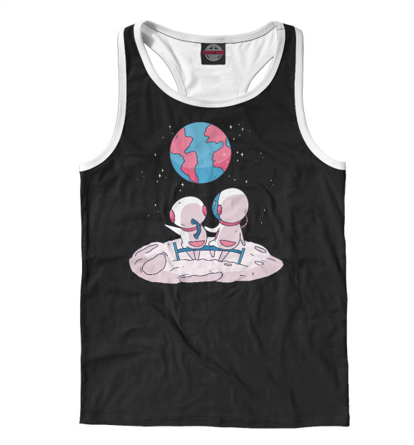 Мужская майка-борцовка с изображением Любовь астронавтов цвета Белый