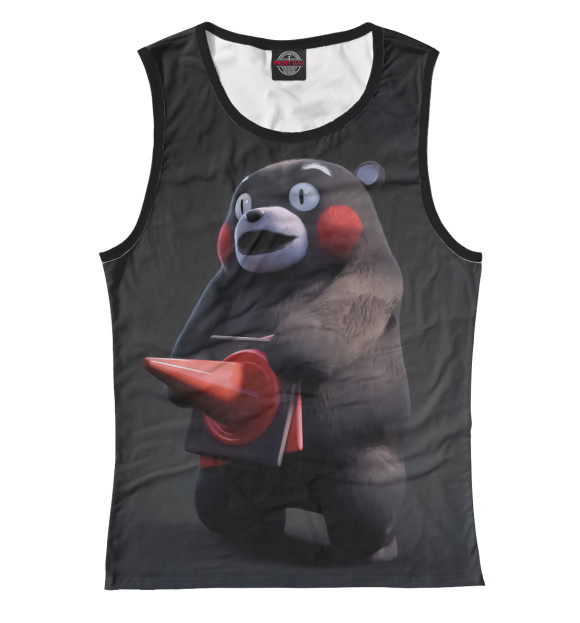 Майка для девочки с притом Кумамон цвета Белый Майка для девочки с изображением Кумамон цвета Белый