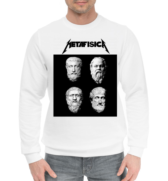 Мужской хлопковый свитшот с изображением Метафизика цвета Белый