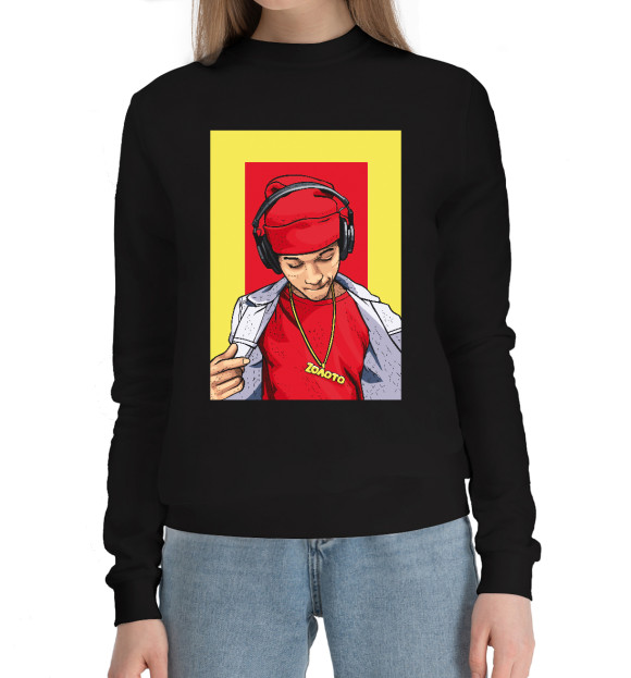 Женский хлопковый свитшот с изображением Золото цвета Черный