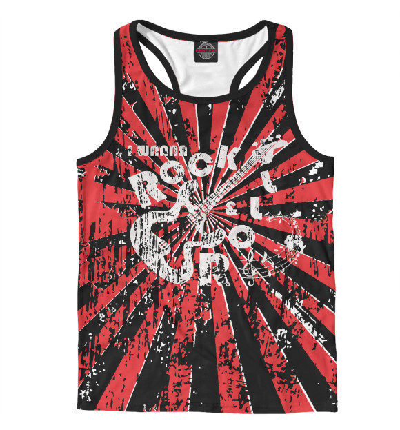 Мужская майка-борцовка с изображением Винтажная рок композиция цвета Белый