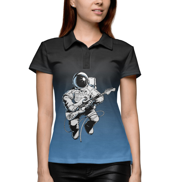 Женское поло с изображением Space rock цвета Белый