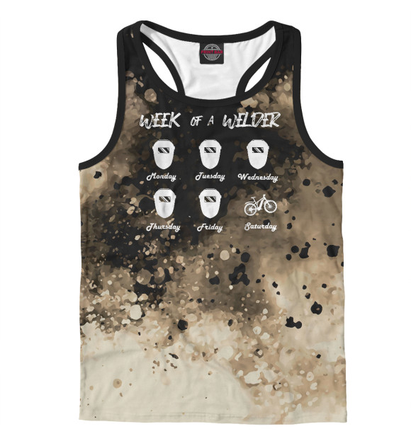 Мужская майка-борцовка с изображением Week of a Bicycle Welder цвета Белый