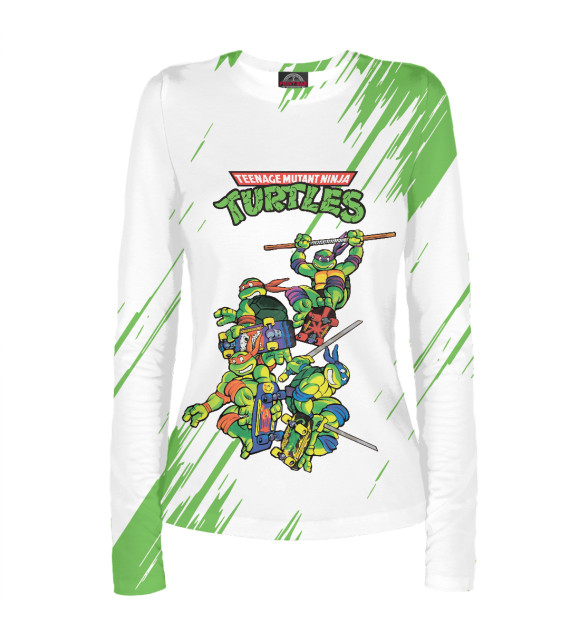 Женский лонгслив с изображением Черепашки-ниндзя цвета Белый