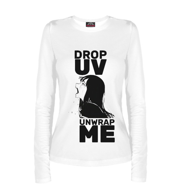 Женский лонгслив с изображением Drop UV UnWrap ME цвета Белый