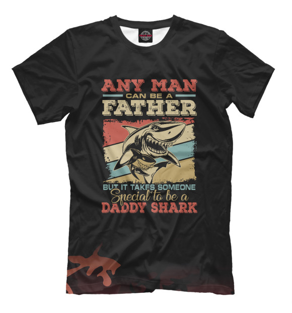 Мужская футболка с изображением Any man father shark цвета Белый