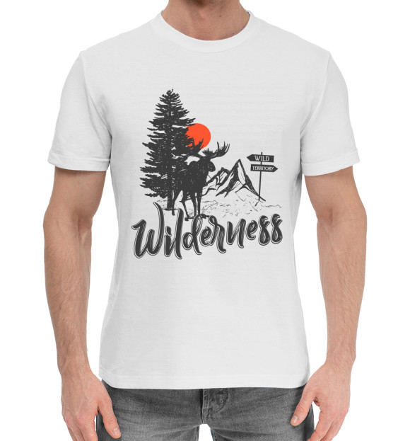 Мужская хлопковая футболка с изображением Wilderness цвета Белый