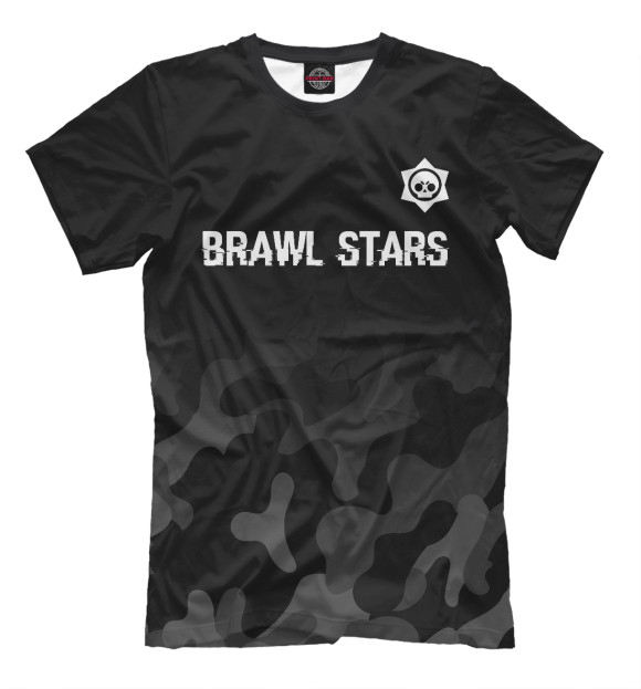 Мужская футболка с изображением Brawl Stars Glitch Black цвета Белый