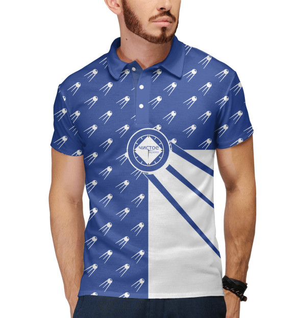 Мужское поло с притом Чистое Время цвета Белый Мужское поло с изображением Чистое Время цвета Белый