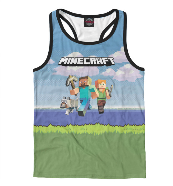 Мужская майка-борцовка с изображением Minecraft цвета Белый