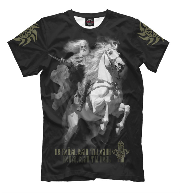 Футболка для мальчиков с изображением Русский богатырь на белом коне цвета Белый
