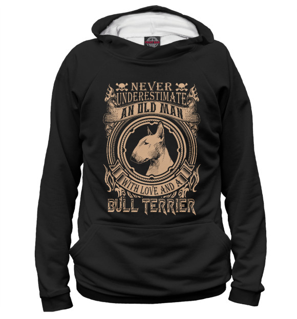 Мужское худи с изображением Love Bull Terrier цвета Белый