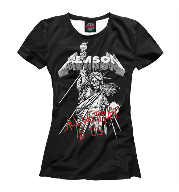 Женская футболка с изображением REASON цвета Белый
