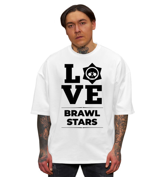Мужская футболка оверсайз с изображением Brawl Stars Love Classic цвета Белый