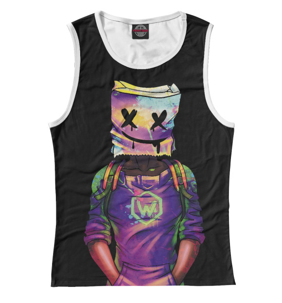 Женская майка с изображением Marshmello Battle цвета Белый