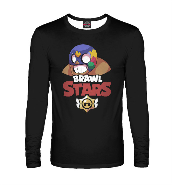 Мужской лонгслив с притом Brawl Stars El Primo цвета Белый Мужской лонгслив с изображением Brawl Stars El Primo цвета Белый