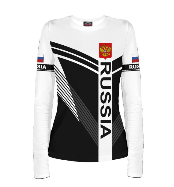 Женский лонгслив с изображением Герб России цвета Белый