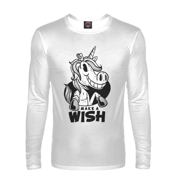 Мужской лонгслив с изображением Make a wish цвета Белый