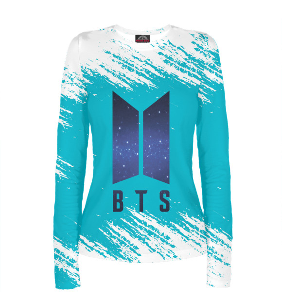 Женский лонгслив с изображением BTS цвета Белый