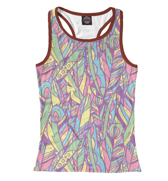 Женская майка-борцовка с изображением Перья Вождя цвета Белый