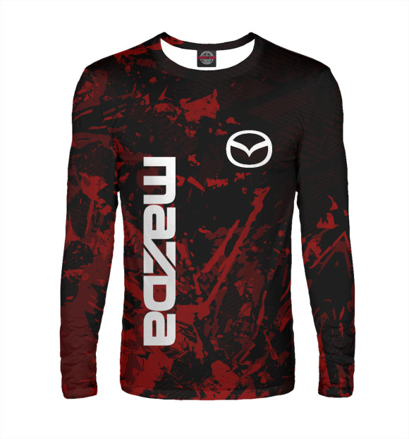 Мужской лонгслив с изображением МАЗДА | MAZDA цвета Белый