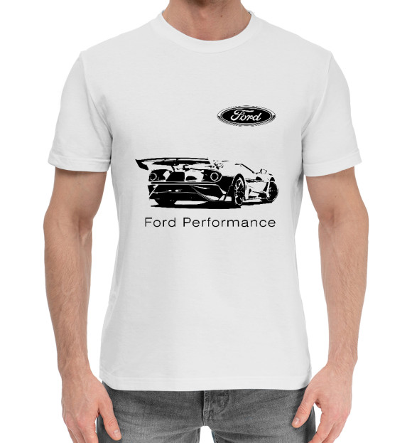 Мужская хлопковая футболка с изображением Ford Performance цвета Белый