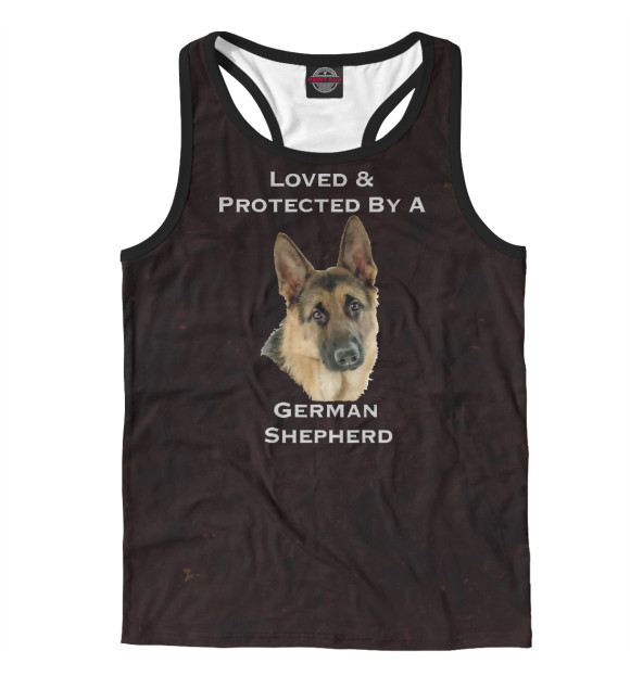 Мужская майка-борцовка с изображением Loved & Protected Shepherd цвета Белый