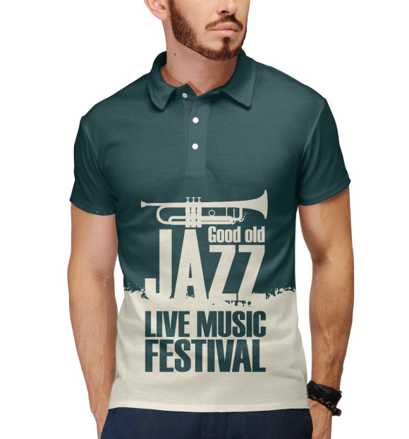 Мужское поло с притом Jazz festival цвета Белый Мужское поло с изображением Jazz festival цвета Белый
