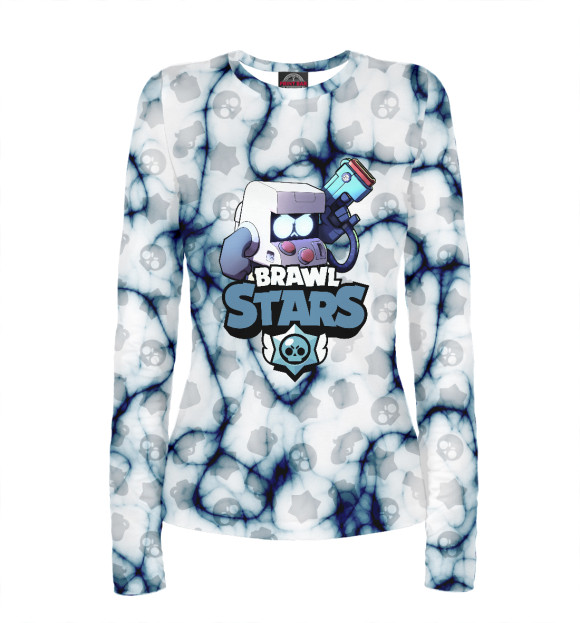 Женский лонгслив с изображением Brawl Stars: 8BIT цвета Белый