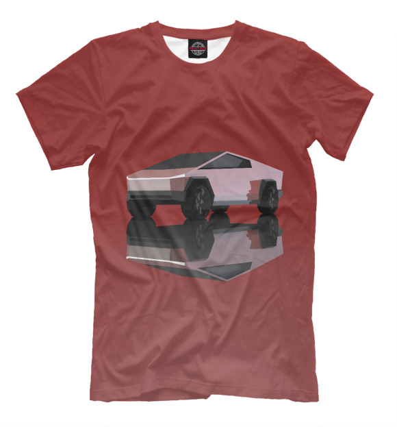 Мужская футболка с изображением Tesla Cybertruck Low Poly цвета Белый