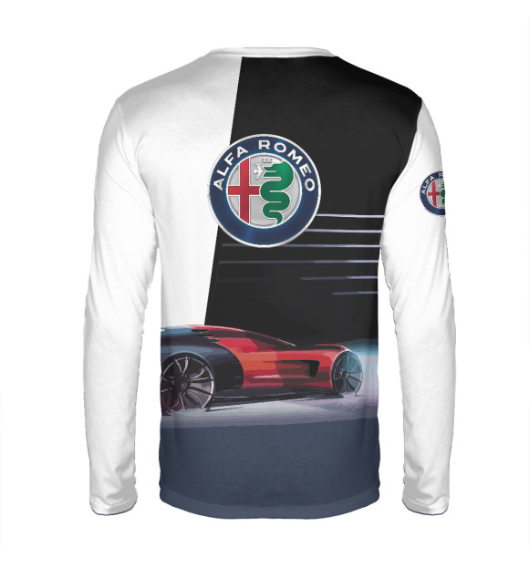 Мужской лонгслив с изображением Alfa Romeo sketch цвета Белый