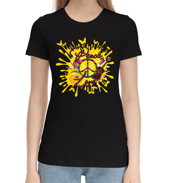 Женская хлопковая футболка с изображением Хипстерская цвета Черный