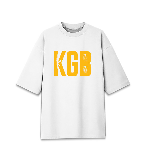 Женская футболка оверсайз с изображением KGB цвета Белый