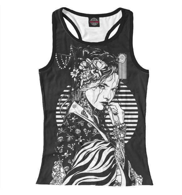 Женская майка-борцовка с изображением Гейша цвета Белый