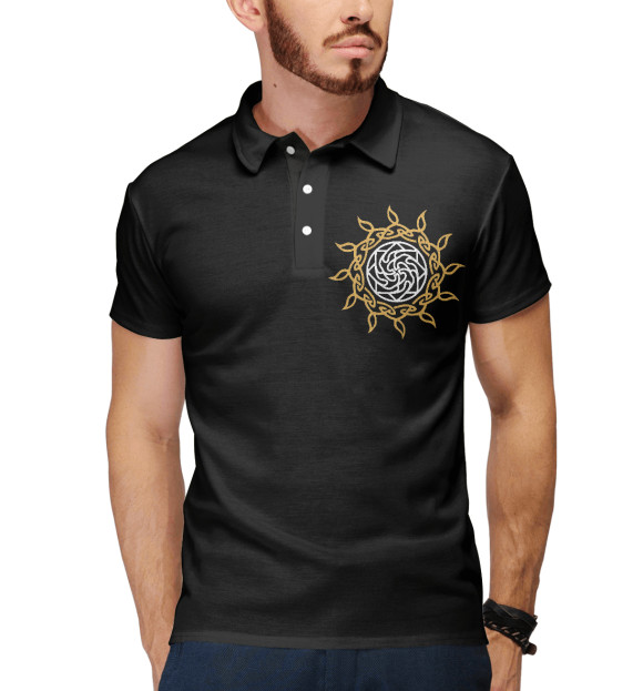 Мужское поло с изображением Оберег на здоровье цвета Белый