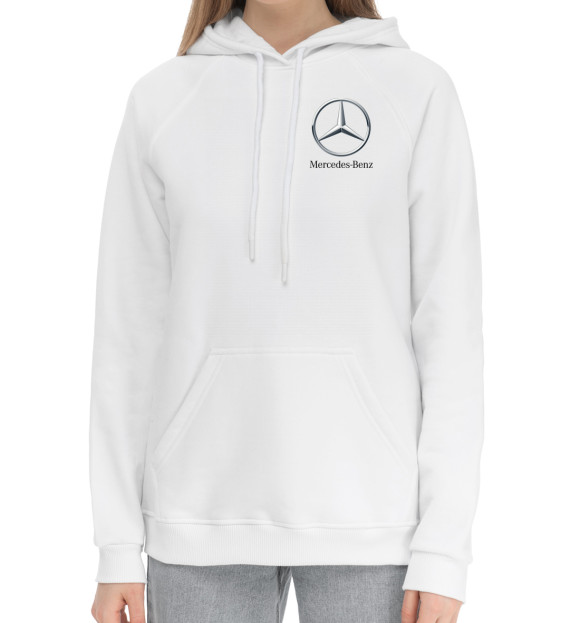 Женский хлопковый худи с изображением Mercedes-Benz цвета Белый