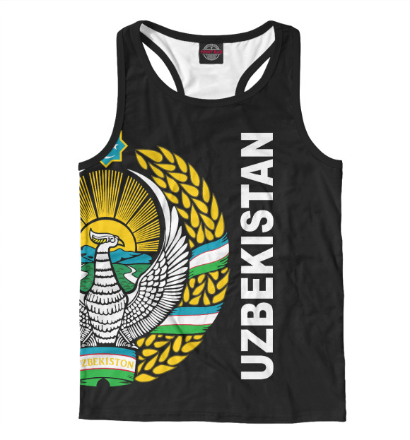 Мужская майка-борцовка с изображением Узбекистан цвета Белый