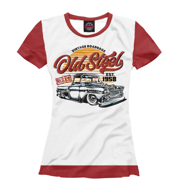 Футболка для девочек с изображением Old car - vintage roadrage цвета Белый