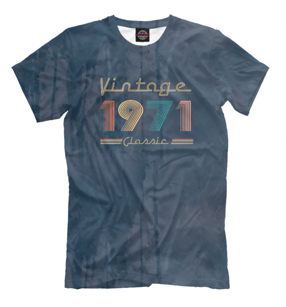 Мужская футболка с притом 1971 Vintage Classic Retro цвета Белый Мужская футболка с изображением 1971 Vintage Classic Retro цвета Белый