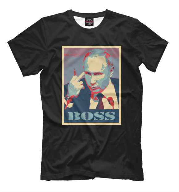 Мужская футболка с изображением Putin Boss цвета Белый